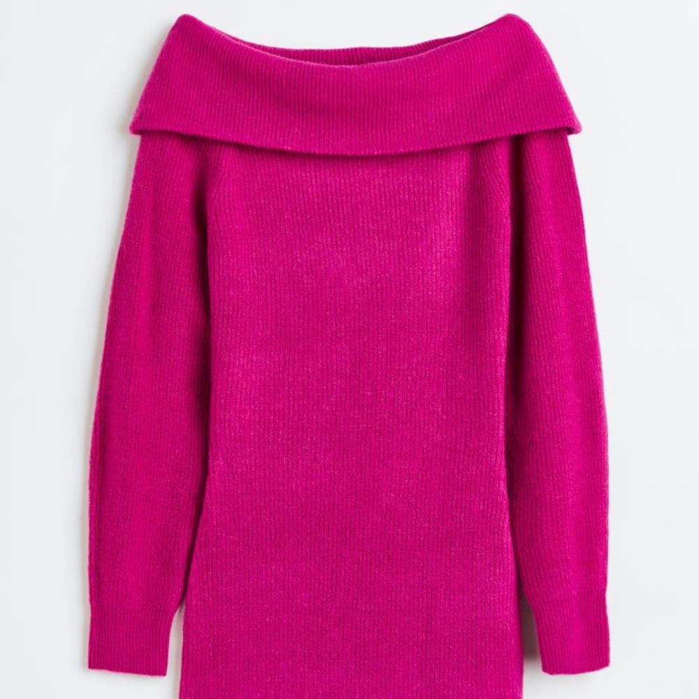 DONATED - H&M Off-the-shoulder Pink Bodycon Sweater Dress
